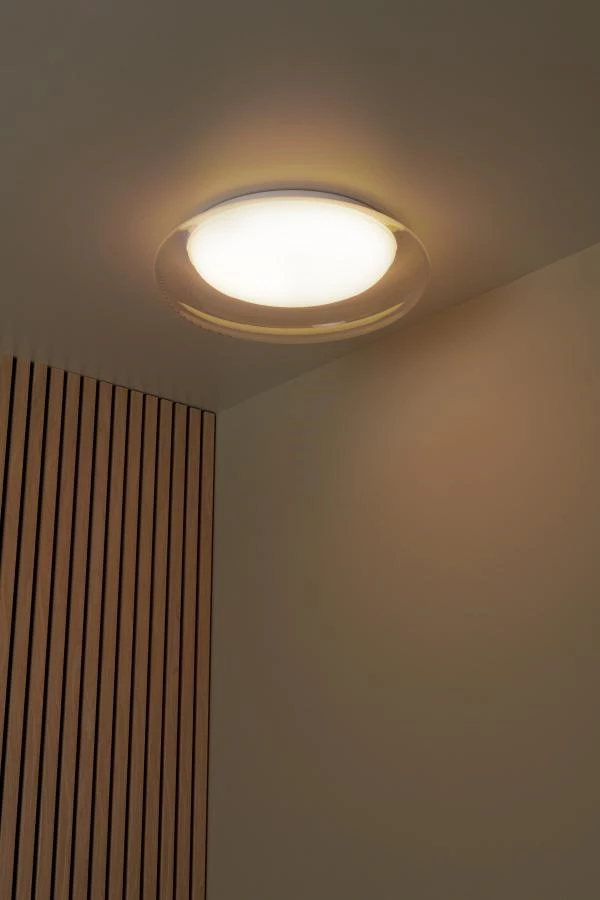 Lucide SKETES - Flush ceiling light - Ø 45,7 cm - LED Dim. - CCT - 1x24W 2700K/4000K - Transparant - atmosphere 1